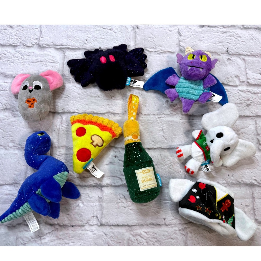 8 PC BarkBox Dog Toys Small  Plush Squeaky Bundle 8pc Lot